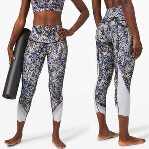 LULULEMON Wunder Under Crop High-Rise Roll Down Scallop 23" Sz 8 Floral Metropol